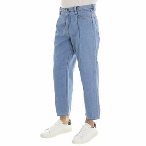 JEANS LOOSE PLEATED CROP AZZURRO